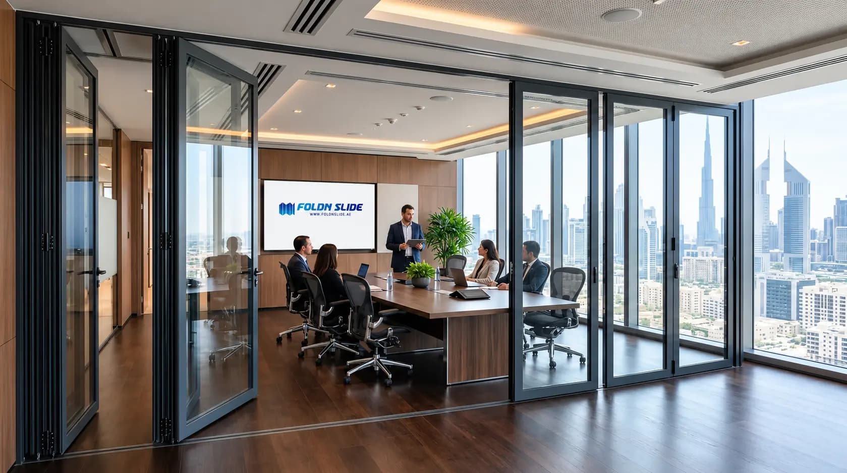 Executive boardroom acoustic movable folding wall partition in Dubai