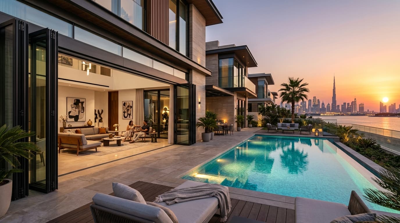 Aluminum folding bifold glass doors in Dubai