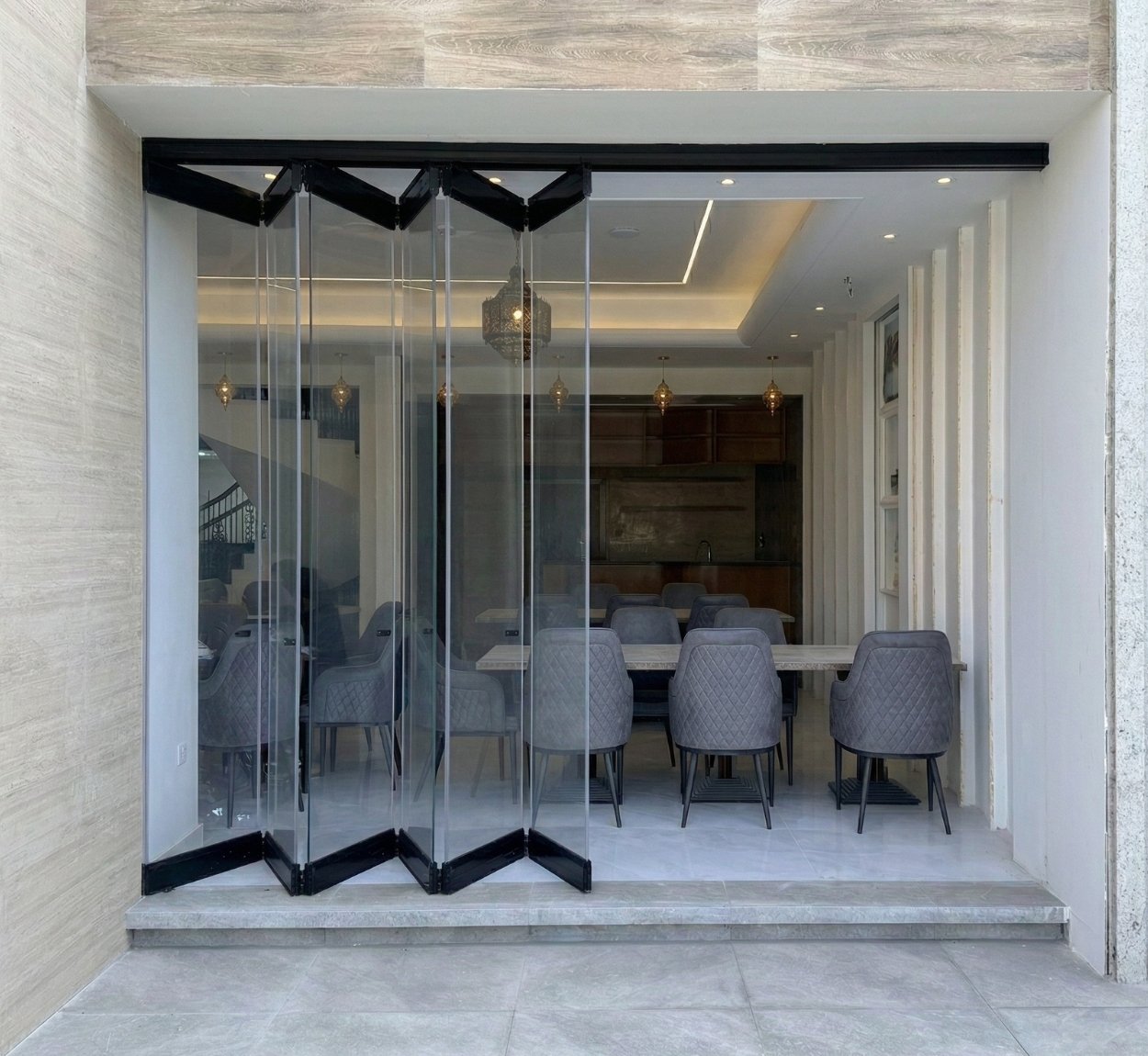 Frameless Folding door